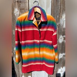 Vintage Women’s Medium Southwest Wool Blanket Coat